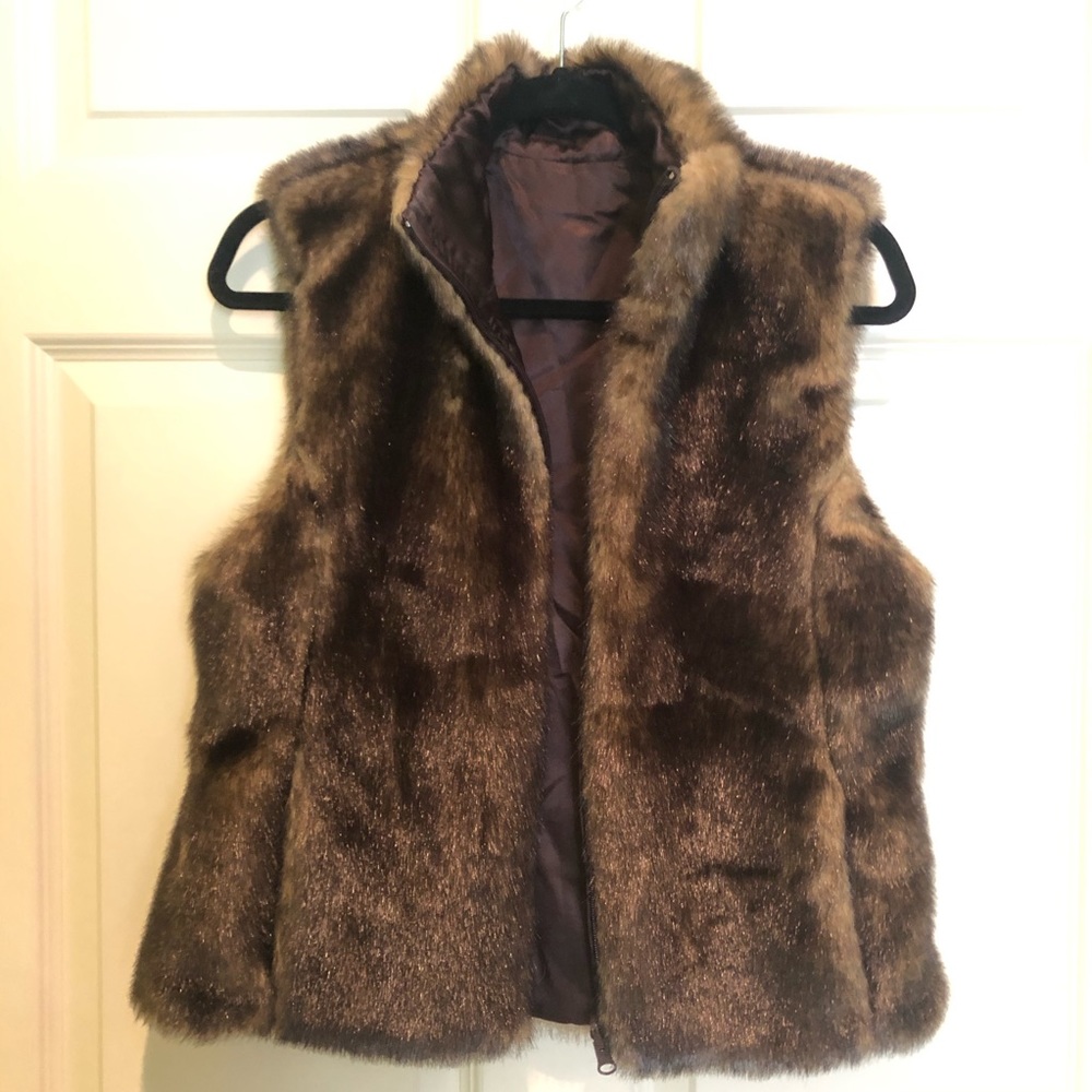 Express Brown Faux Fur Reversible Vest